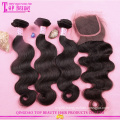 Wholesale high quality peruvian hair with closure 2016 hot sale 8a grade virgin hair bundles with lace closure